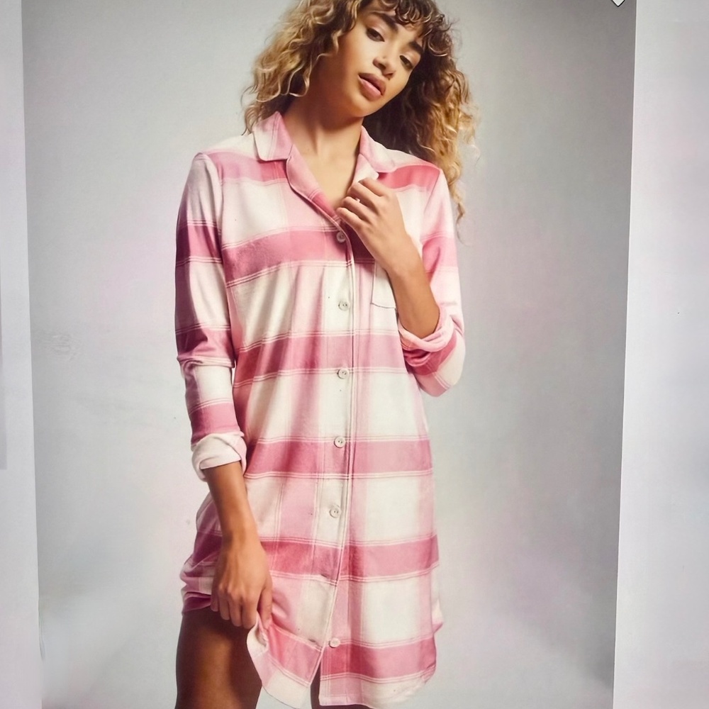 Soma Microfleece Long-Sleeve Notch Collar Sleepshirt / Large/ NWT - Picture 2 of 4